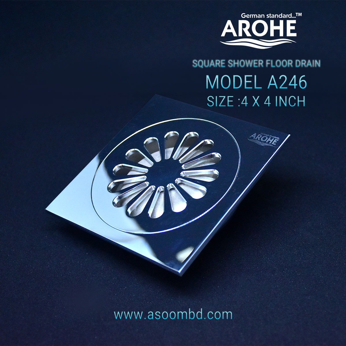 Arohe Square Shower Floor Drain A246 3 Floor Drain A246